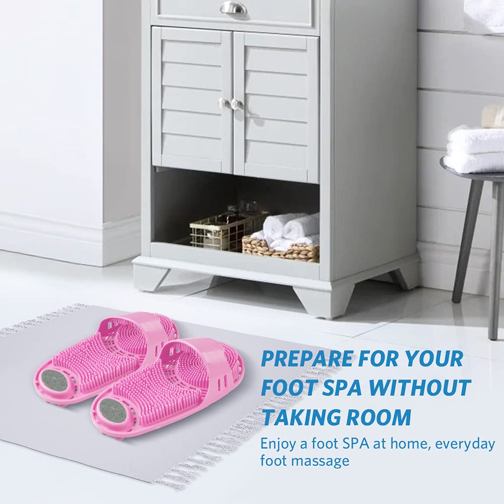 Meidong silicone shower foot scrubber pink easy to clean and quick maintenance
