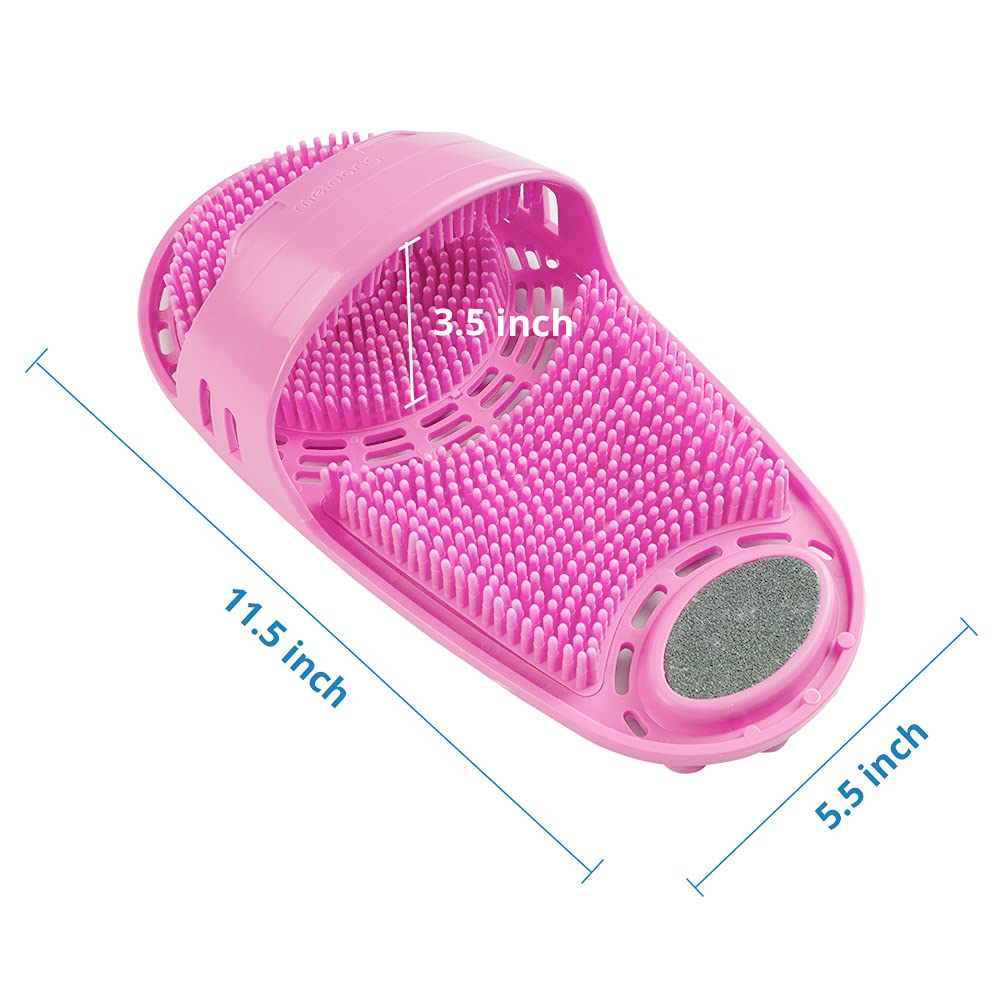 Meidong silicone shower foot scrubber pink packaging looks gift-ready