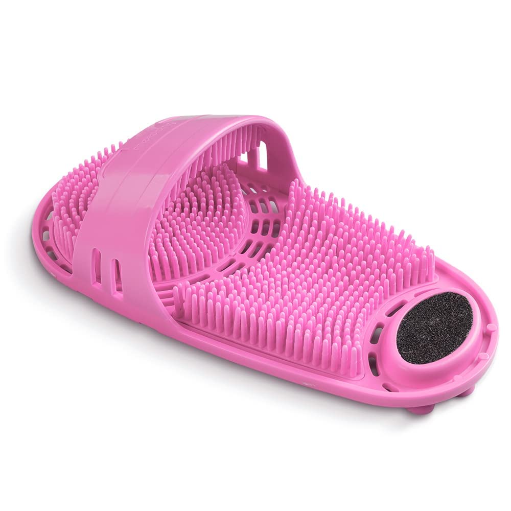 Meidong silicone shower foot scrubber pink top view for gentle cleaning and foot comfort