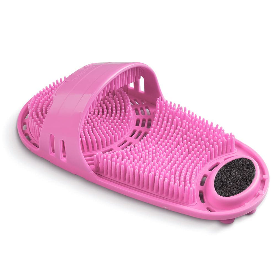 Meidong silicone shower foot scrubber pink top view for gentle cleaning and foot comfort
