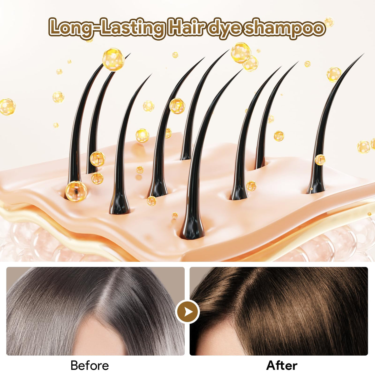 Meidu gray-to-black transition near-instant visual impression on hair