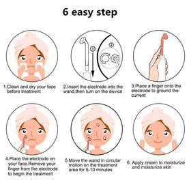 Meifuly high-frequency wand in use on skin, demonstrating comfortable grip.