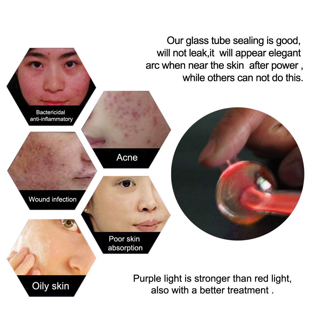 Meifuly high-frequency wand interchangeable tubes close-up, color-coded options for targeted use.