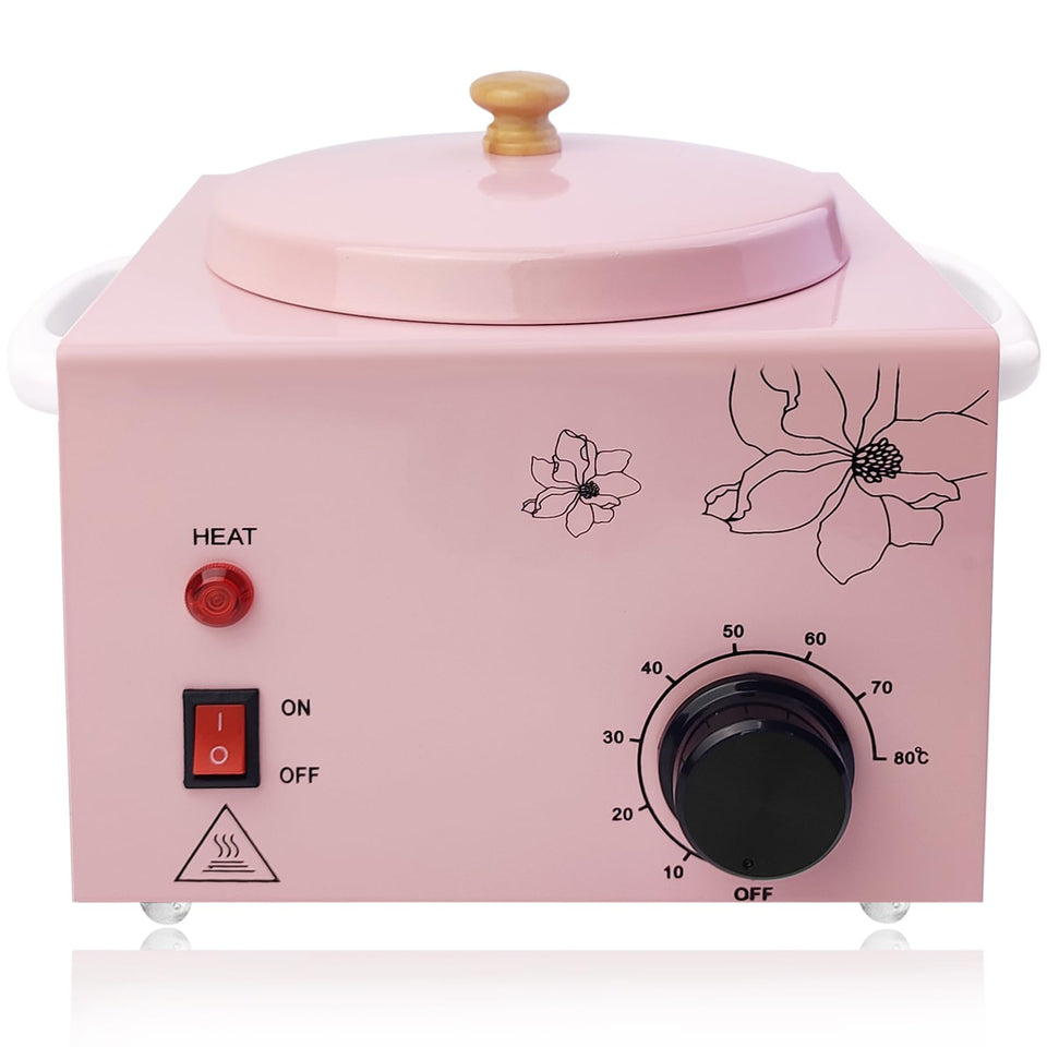 Meigons portable pink wax warmer with dual pots for versatile waxing.