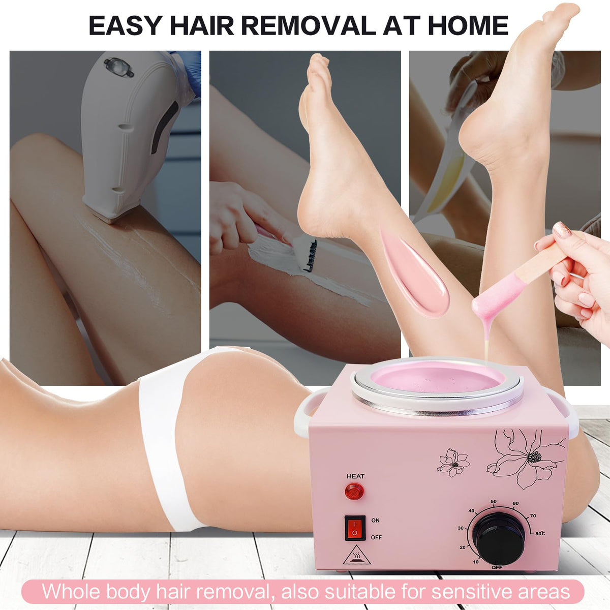 Included waxing sticks with Meigons warmer for ready-to-use sessions.