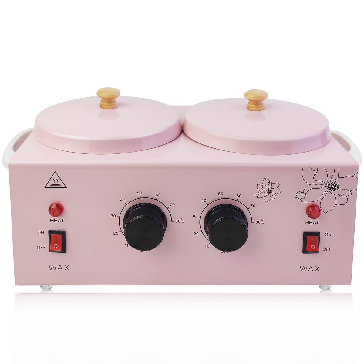 Meigons portable wax warmer pink front view demonstrating compact home use