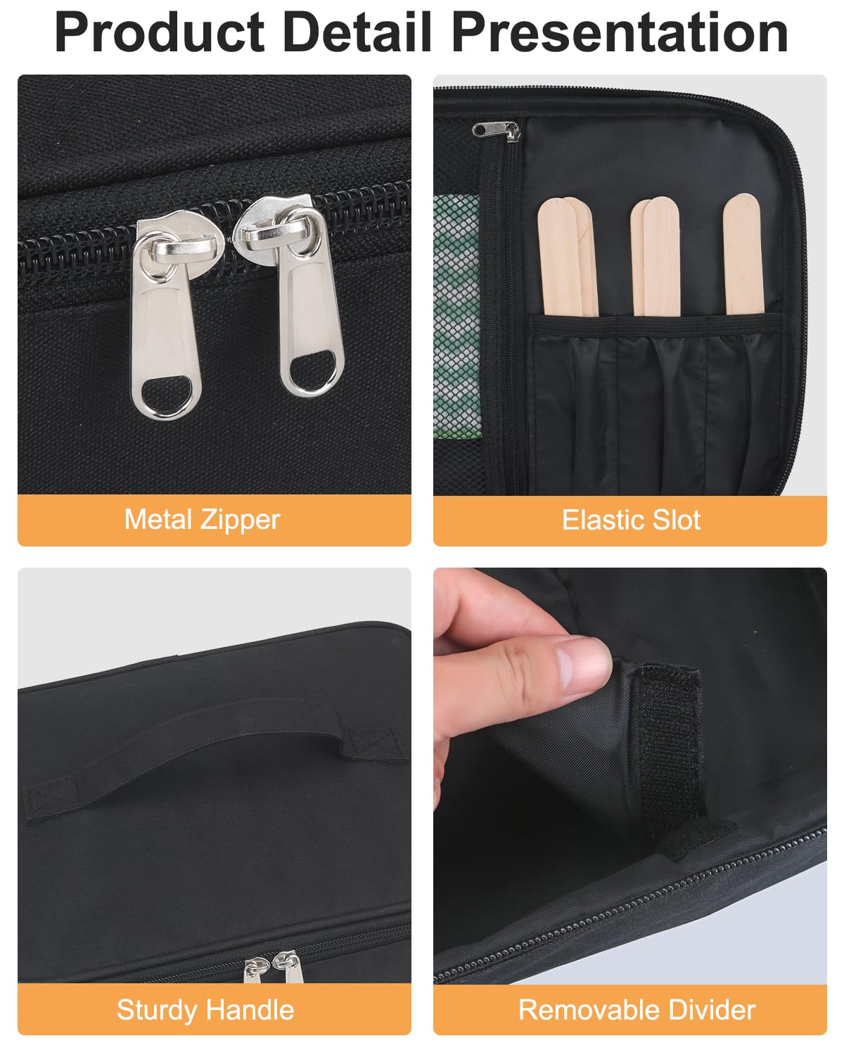 Meiiy nylon lining with Velcro and mesh pockets for organization.