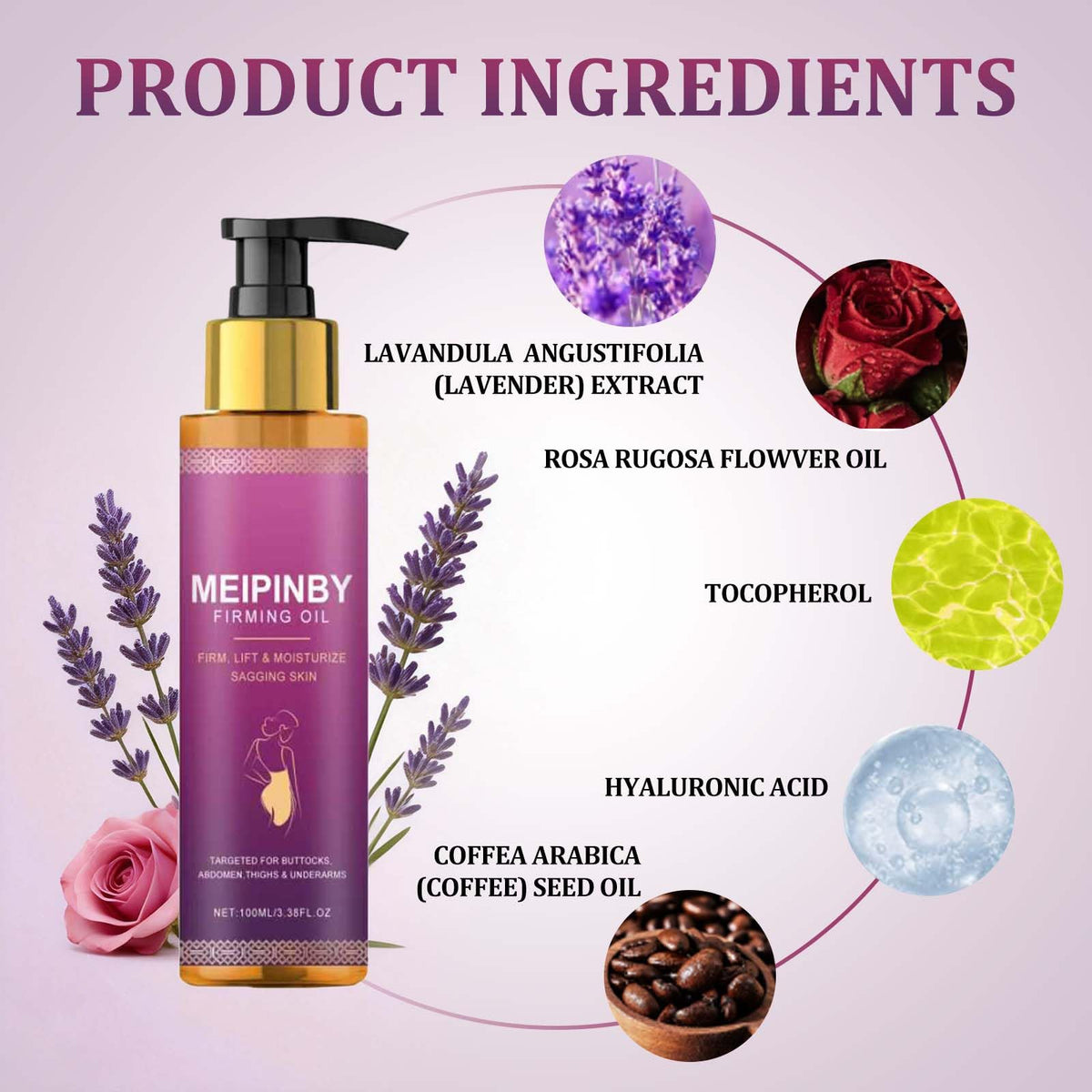 MEIPINBY lavender geranium aroma highlights a spa-like post-shower ritual.