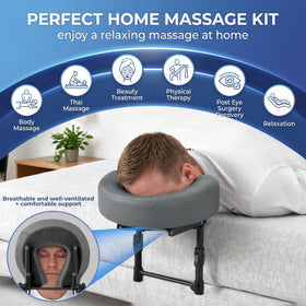 MEKEET adjustable face cradle shown at 180-degree range for personalized comfort