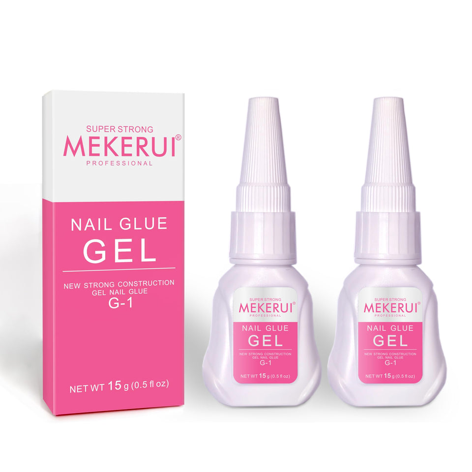 MEKERUI Nail Glue Gel bottle and brush showing seven-second air-dry.