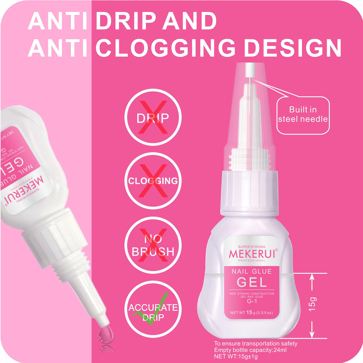Applying MEKERUI gel glue to a press-on nail without UV lamp.