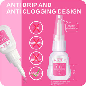 Applying MEKERUI gel glue to a press-on nail without UV lamp.