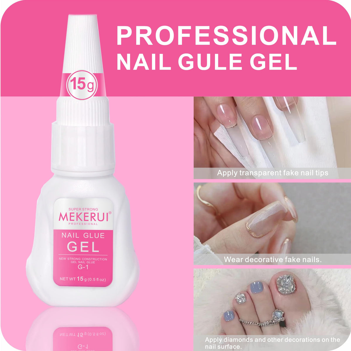 Nails secured with MEKERUI gel during daily activities.