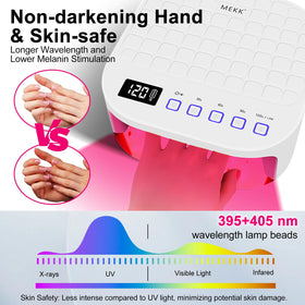 MEKK 54W output delivers fast, even curing for gel polish