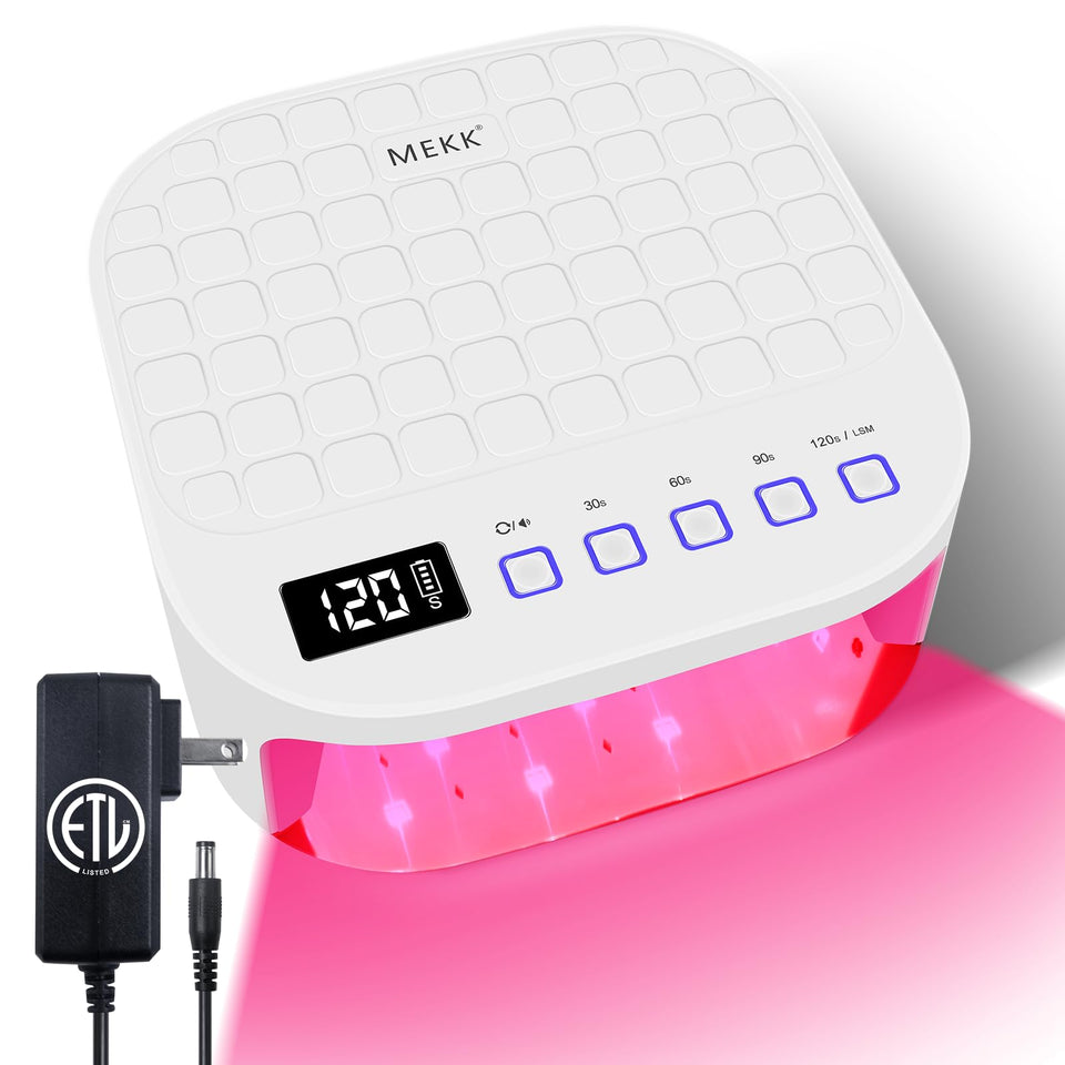 MEKK cordless UV LED nail lamp front view for portable, powerful gel curing