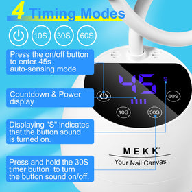 MEKK Gooseneck UV LED Nail Lamp compact folding design for storage.