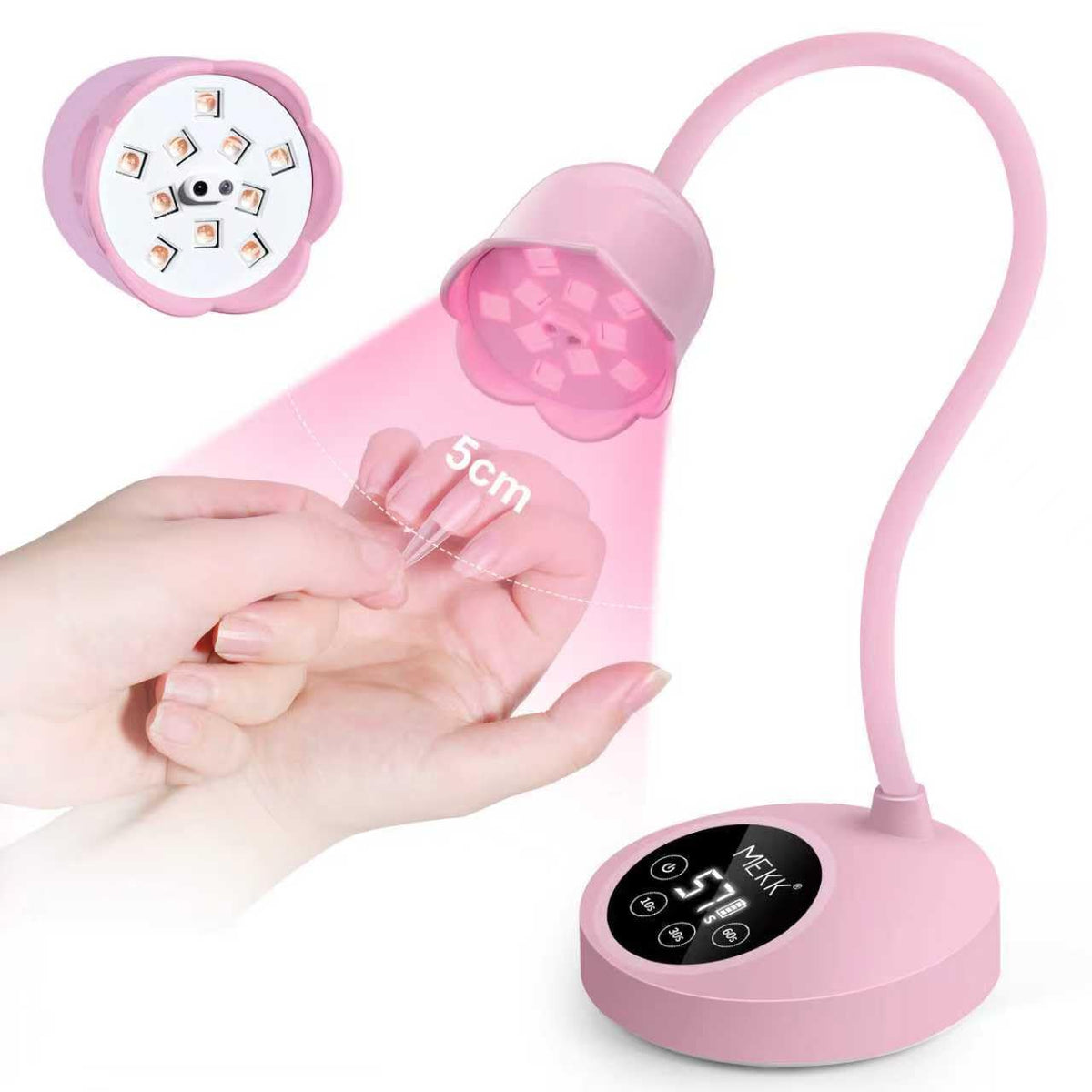 MEKK gooseneck UV nail lamp with auto sensor for precise hands-free curing.
