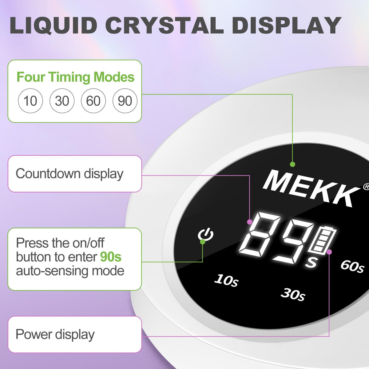 MEKK Gooseneck UV Nail Lamp built-in battery pack enables cordless use on the go.