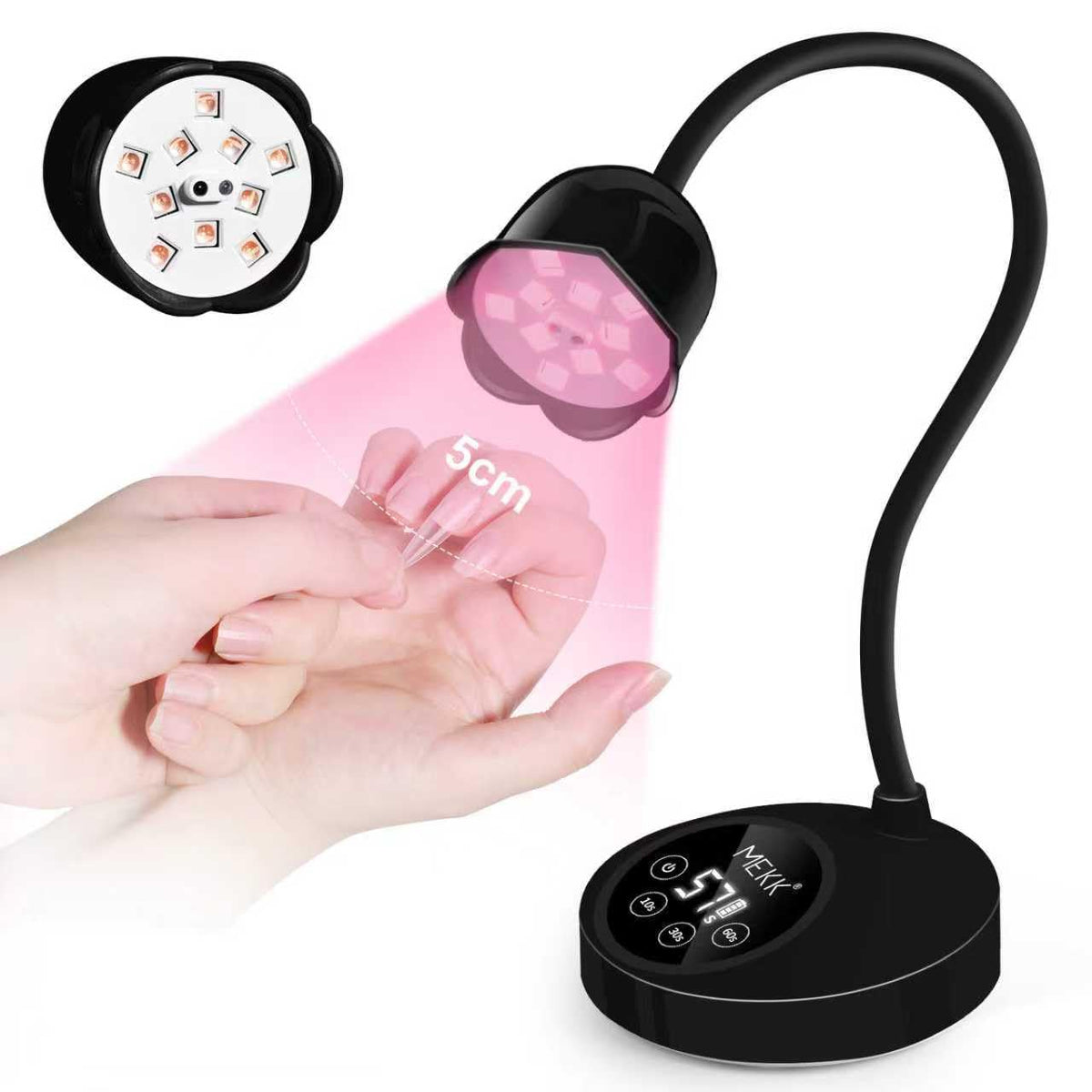 MEKK gooseneck cordless UV nail lamp for portable gel nail curing