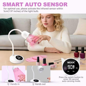 MEKK Gooseneck UV Nail Lamp four timer settings for consistent gel curing results.