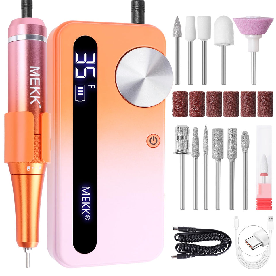 MEKK Nail Drill Kit with 35000rpm LCD display for precise control