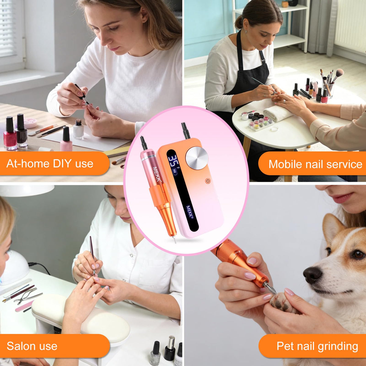 MEKK Nail Drill Kit in use at home or salon environment