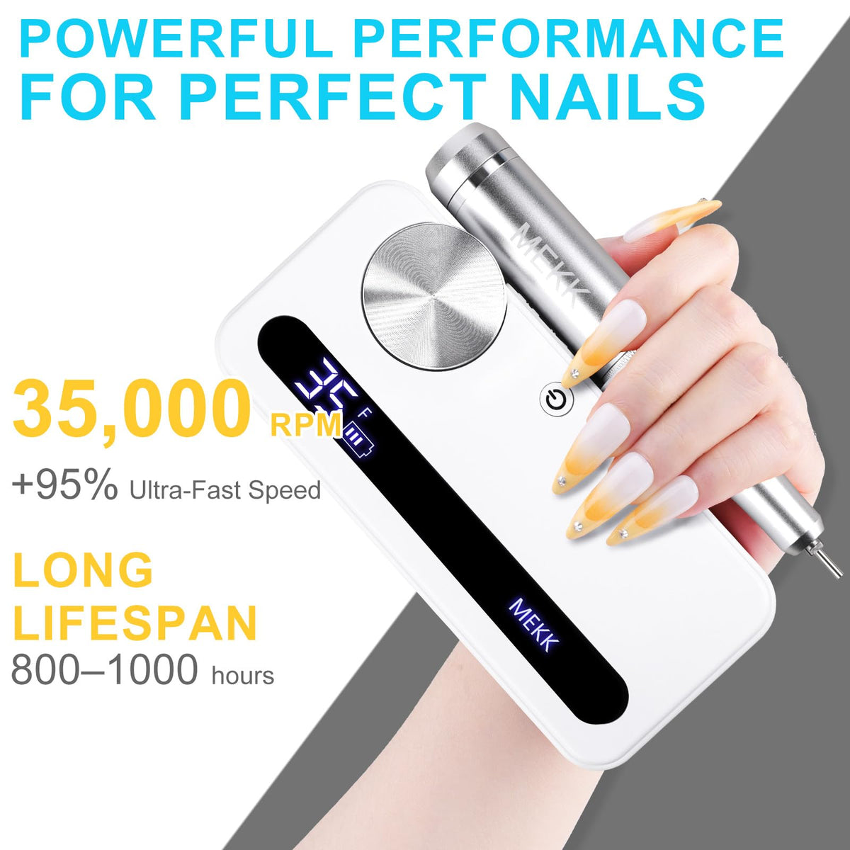 MEKK Nail Drill Kit's lightweight pen-style design for comfortable grip