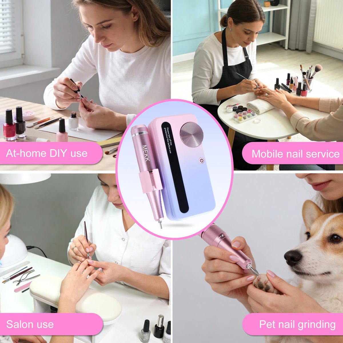 MEKK Quiet operation for at-home or salon use.