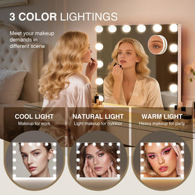 MEKKLEON vanity mirror with lights dimmed setup for mood or tasks.