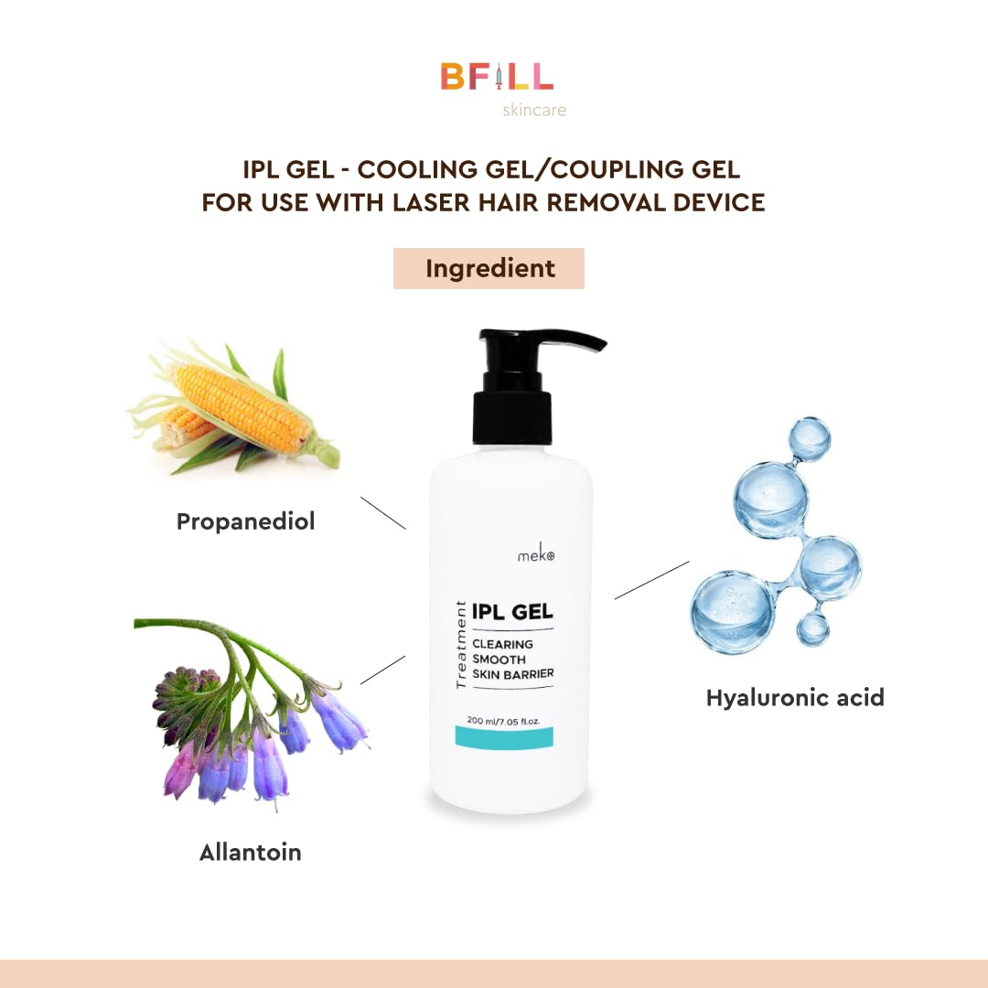 Meko Clinic moisture-rich gel formula enhances hydration for treatment areas.