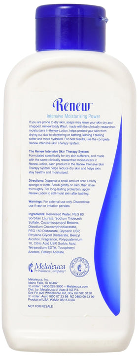 Melaleuca Renew Intensive Skin Therapy Body Wash creamy-lather image highlights daily cleansing and skin comfort