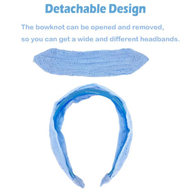 Melbelia bow headband can be moved to the side for varied styling.