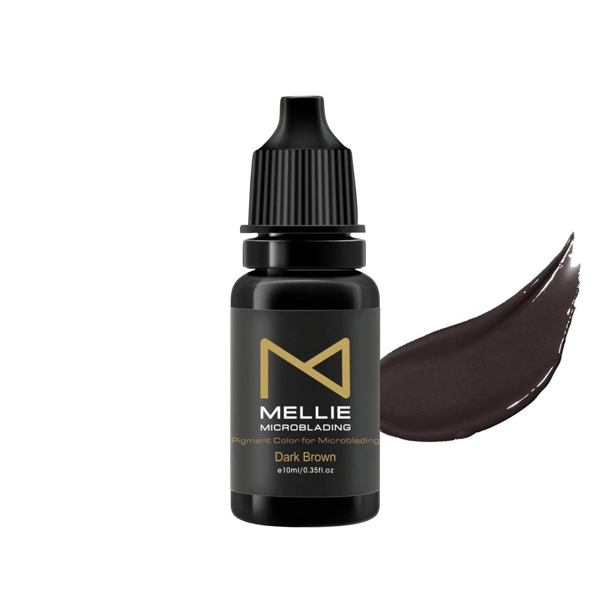 Mellie Microblading pigment bottle close-up showing stable, long-lasting brow color.