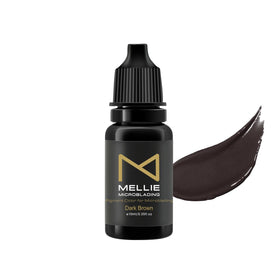 Mellie Microblading pigment bottle close-up showing stable, long-lasting brow color.