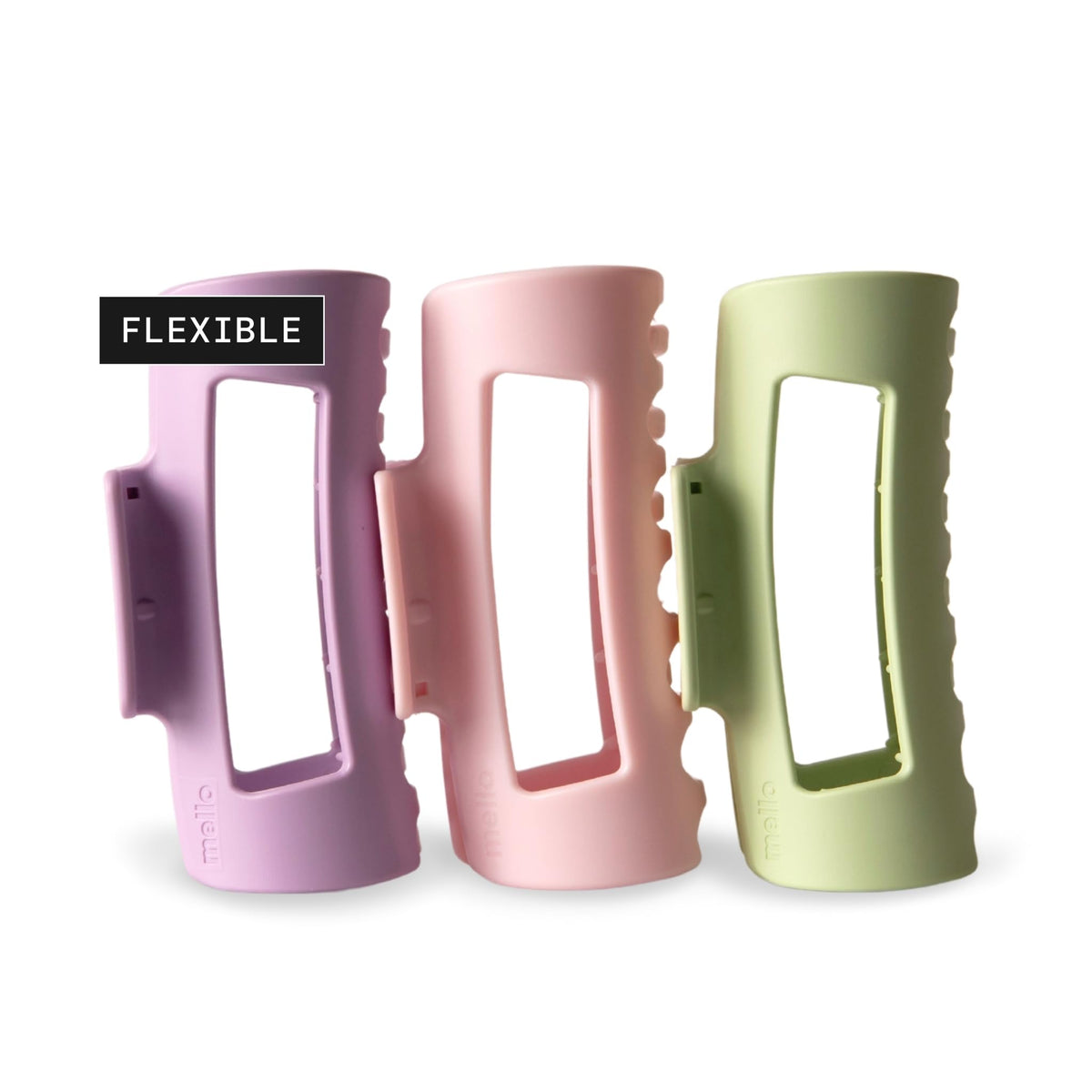 MELLO Hair Claw Clip – Original Squishy CloudFlex, Made in Korea, 3 Pack Medium (Purple, Pink, Green)