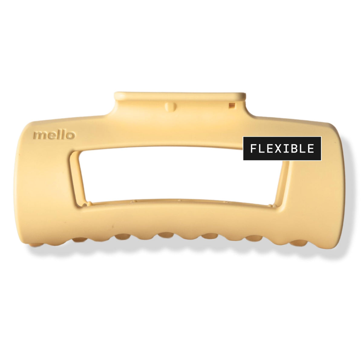 Mello squishy yellow medium hair clip front view for all-day secure hold.