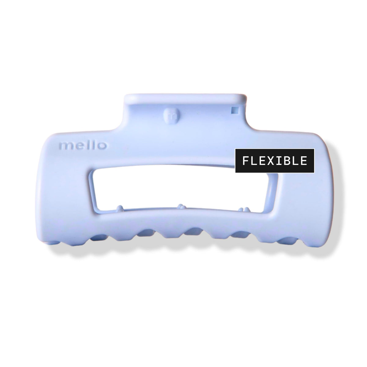 MELLO light blue small claw clip, front view, secure all-day hold.