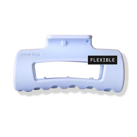 MELLO light blue small claw clip, front view, secure all-day hold.