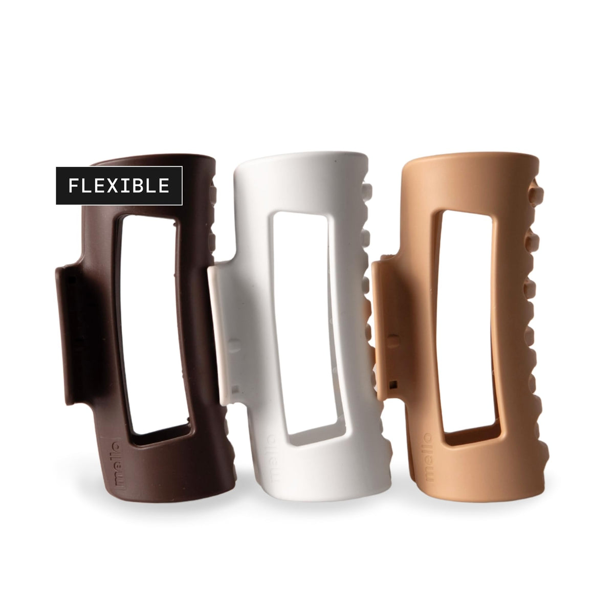 MELLO Original CloudFlex dark brown squishy clip delivers all-day scalp-friendly hold.