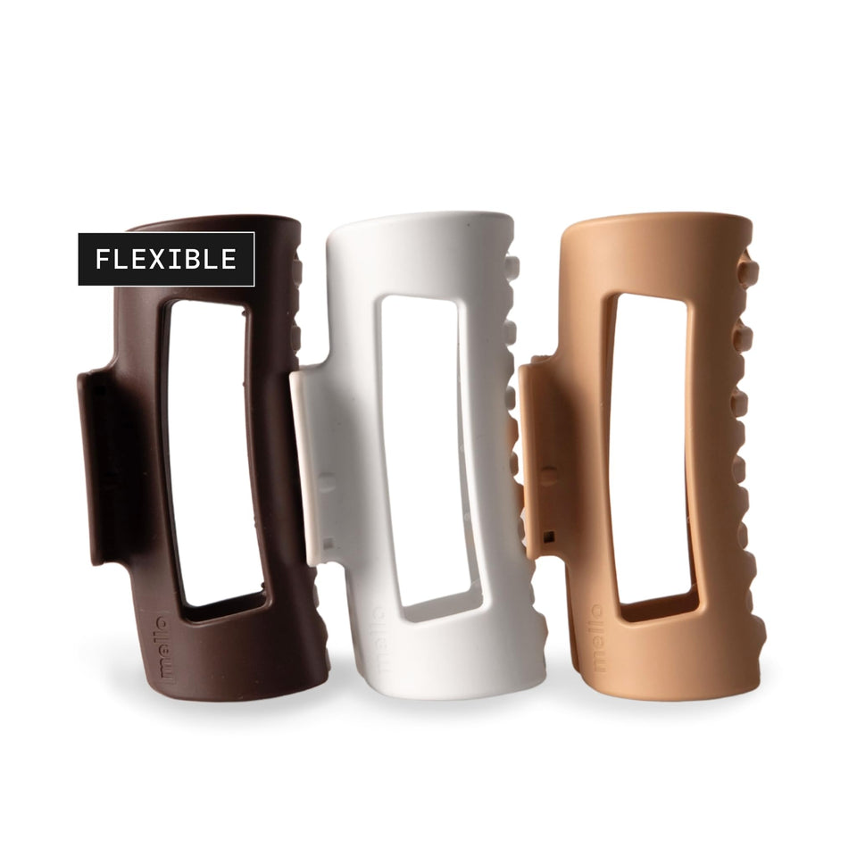 MELLO Original CloudFlex dark brown squishy clip delivers all-day scalp-friendly hold.