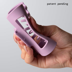 MELLO Original purple hair clip open ready to grip hair.