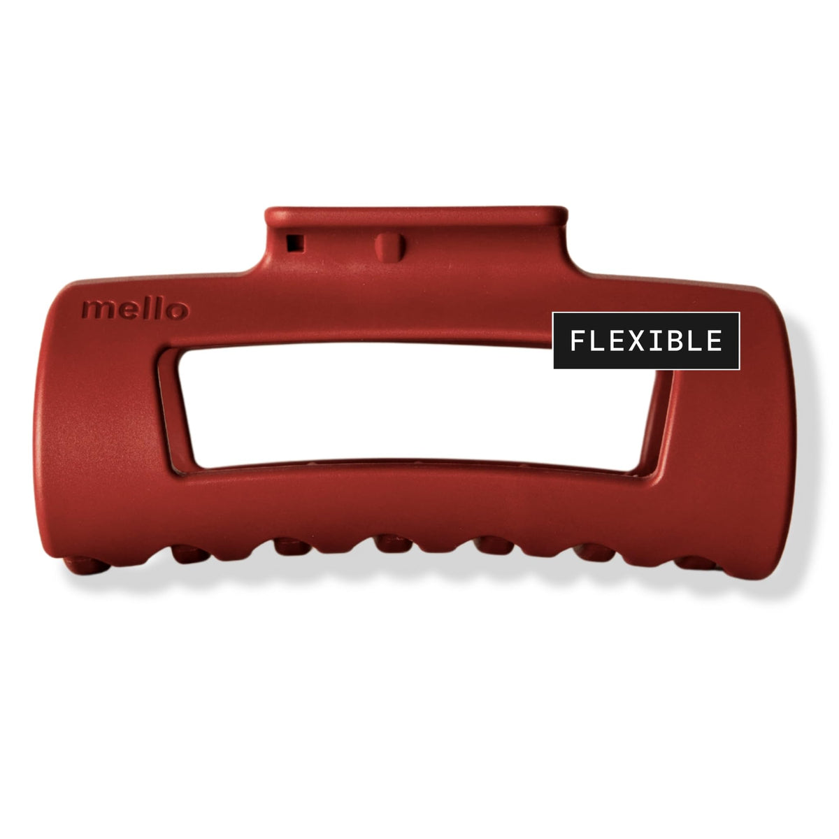 MELLO Original squishy clip in red, front view, secure all-day grip.