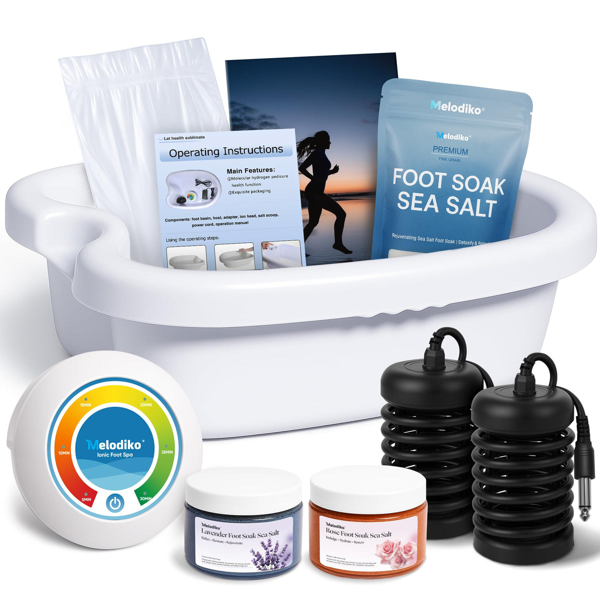 Melodiko Ionic Foot Bath basin setup for an at-home spa experience.