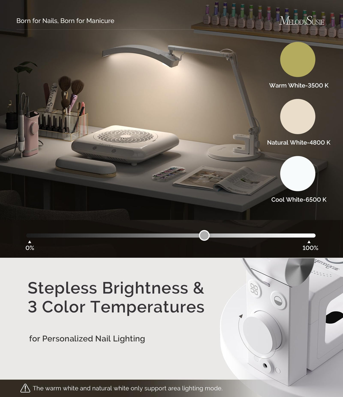 MelodySusie salon grade desk light suitable for professional nail studios