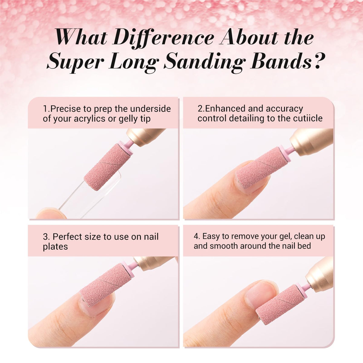 MelodySusie 180 grit sanding bands for smooth natural nail prep