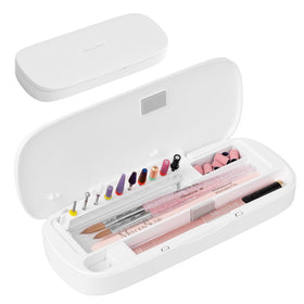 MelodySusie acrylic nail tool storage box front view showing organized interior