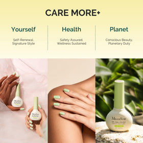 MelodySusie aroma-scent bottle highlights plant-based formula for relaxing manicure.