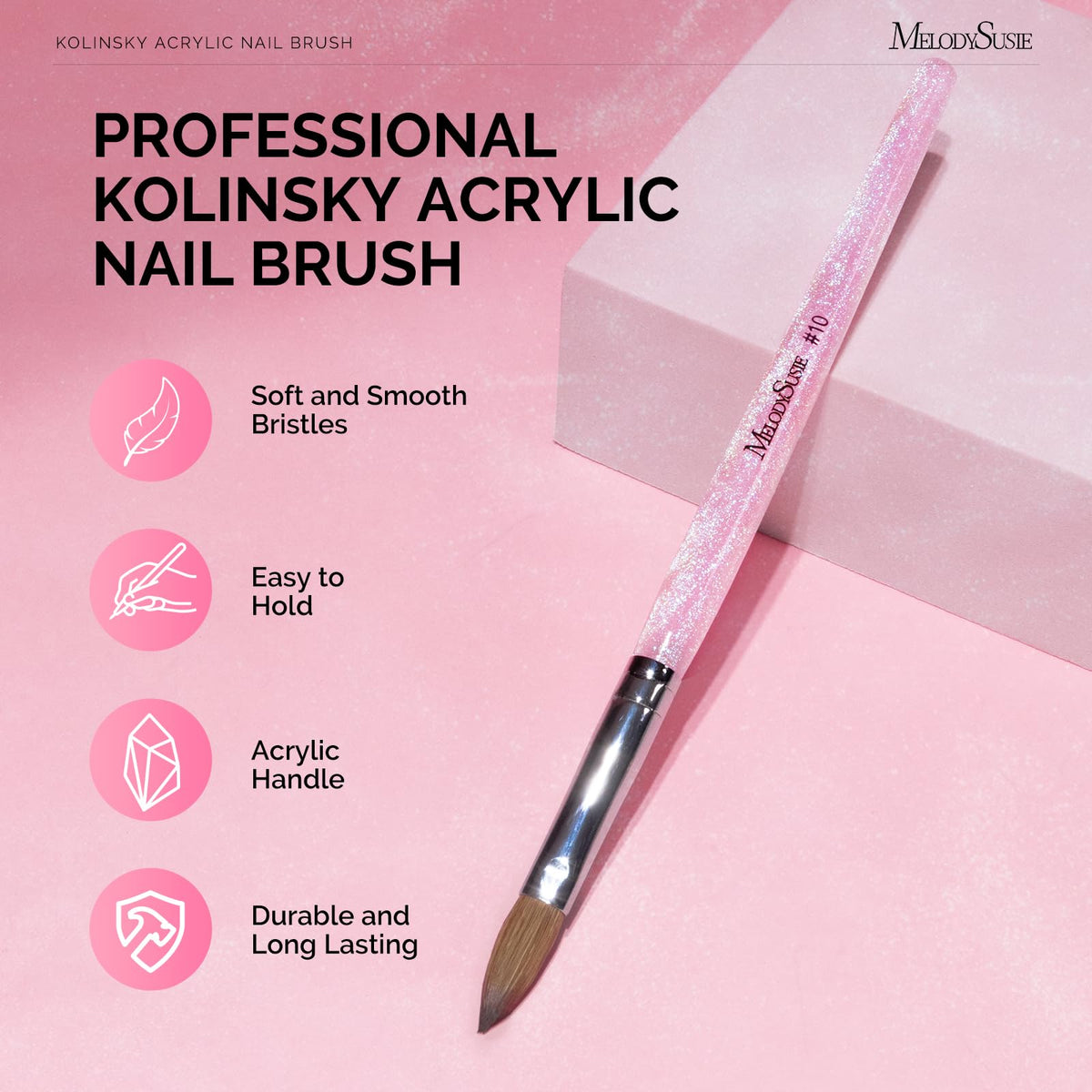 MelodySusie Aurora Collection fine glitter brush adds subtle shimmer for nail art.