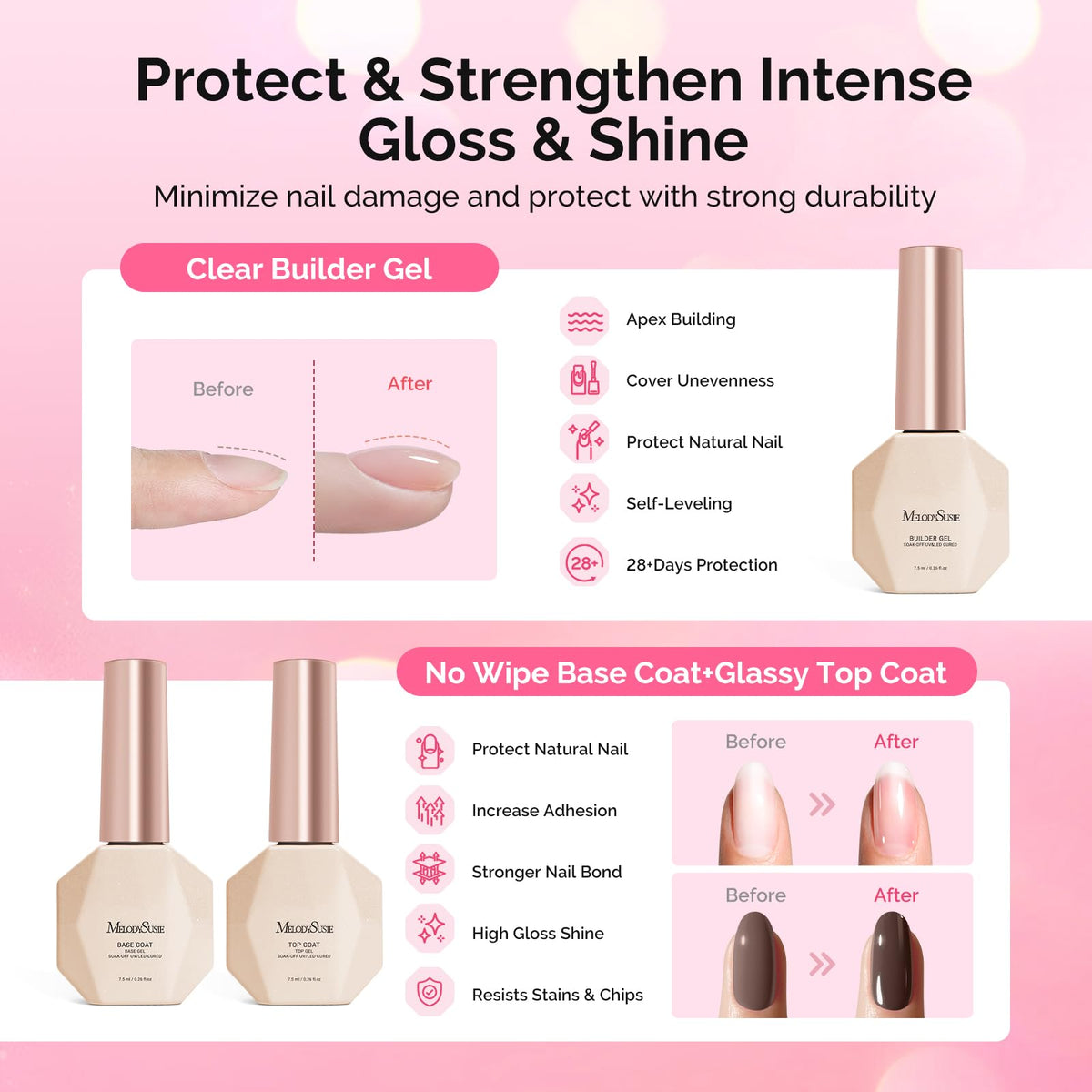 MelodySusie builder gel 7in1 for shaping and nail tips adhesion