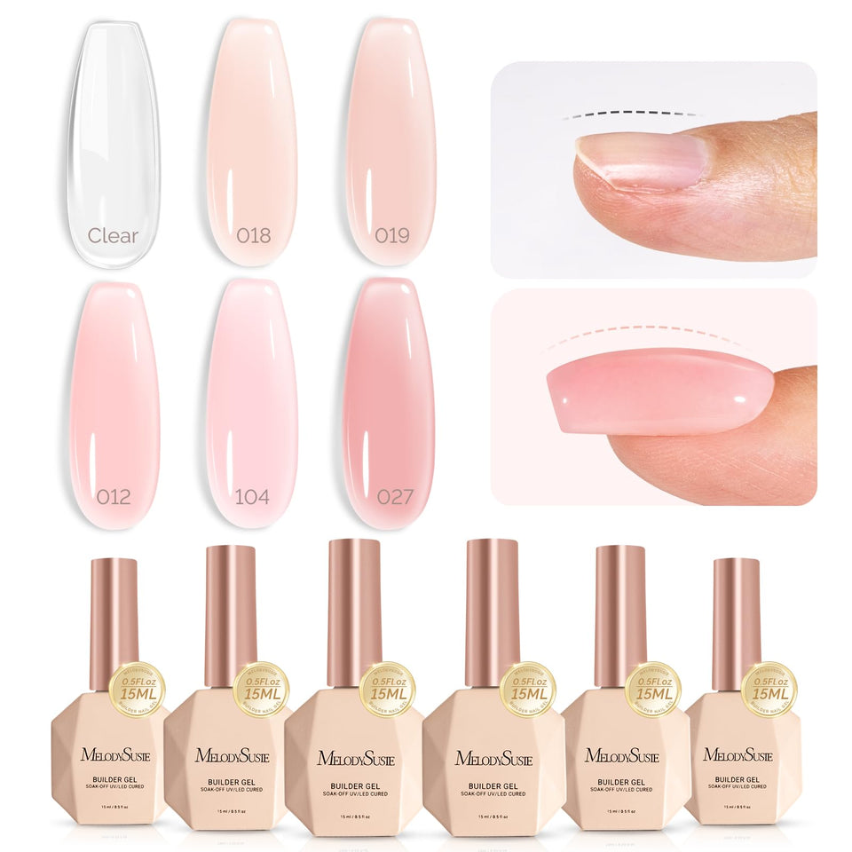 MelodySusie builder gel nail set with six colors for at-home salon results